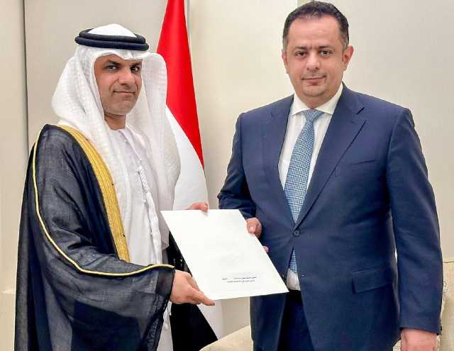 سفير الإمارات يسلم رئيس الحكومة اليمنية ''رسالة خطية'' من حاكم دبي محمد بن راشد