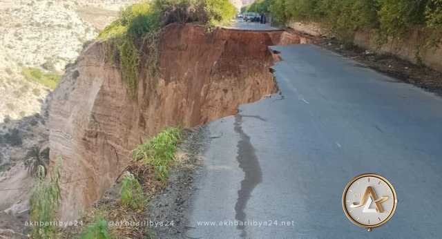 انهيار كامل بطريق وداي الشواعر المؤدية إلى ما بعد شلال درنة