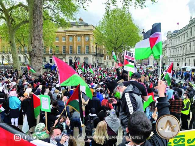 مظاهرة حاشدة في بريطانيا دعماً لفلسطين