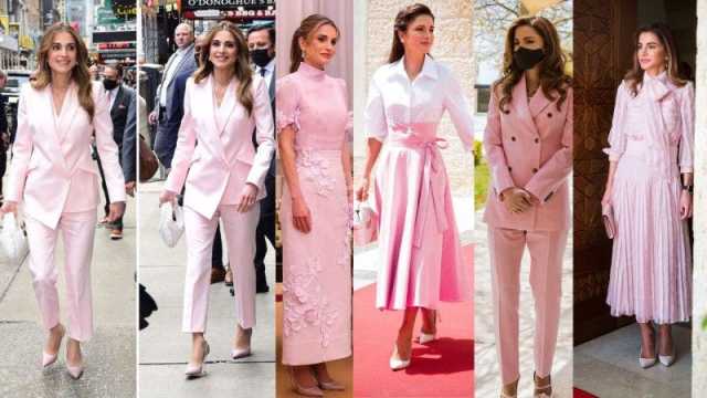 في أكتوبر الوردي.. أجمل إطلالات الملكة رانيا باللون الزهري