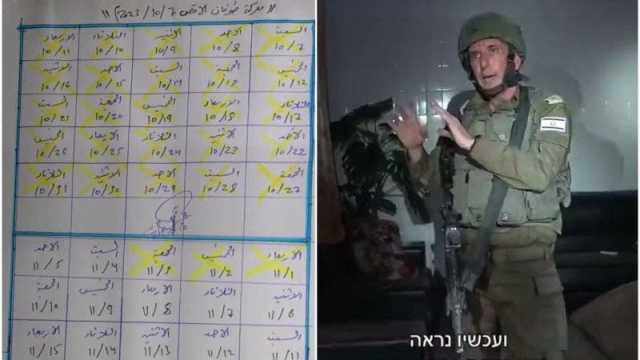 الجيش الإسرائيلي يعثر على دلائل ضد حماس.. وأيام الأسبوع المتهم الأول