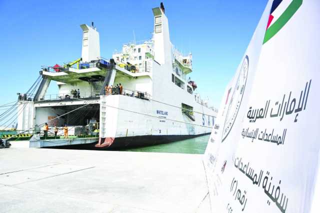 فيديو | وصول سفينة المساعدات الإماراتية الثالثة إلى العريش لدعم أهالي غزة