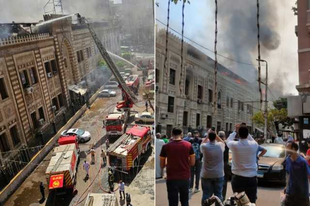 حريق هائل بمبنى وزارة الأوقاف المصرية وسط القاهرة