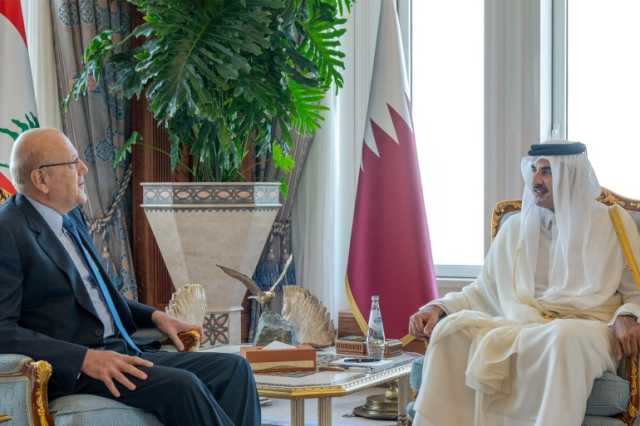 أمير قطر ورئيس الحكومة اللبنانية يبحثان التطورات بالأراضي الفلسطينية والمنطقة