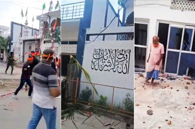 بالفيديو.. عناصر من الشرطة الهندية تردد شعارات هندوسية أثناء الاعتداء على مسجد