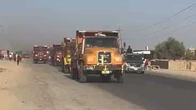 زفة عرس عراقية بشاحنات قلاب وشفل! (صور وفيديو)
