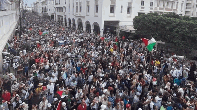 تظاهرات حاشدة في المغرب تنديدا بالعدوان الإسرائيلي على غزة