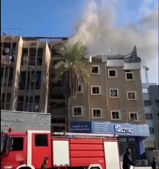 فيديو.. اندلاع حريق بمبنى قرب المسرح الوطني وسط بغداد