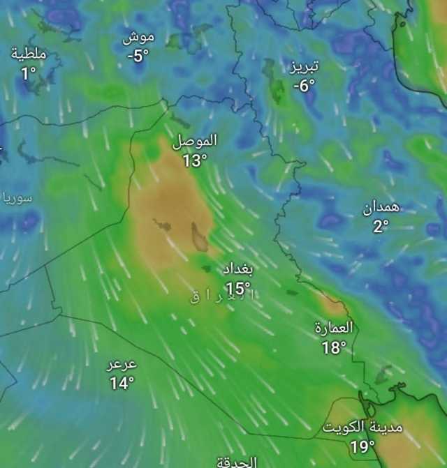 الجبهة الباردة القطبية تدخل العراق صباح الغد مع رياح مثيرة للغبار