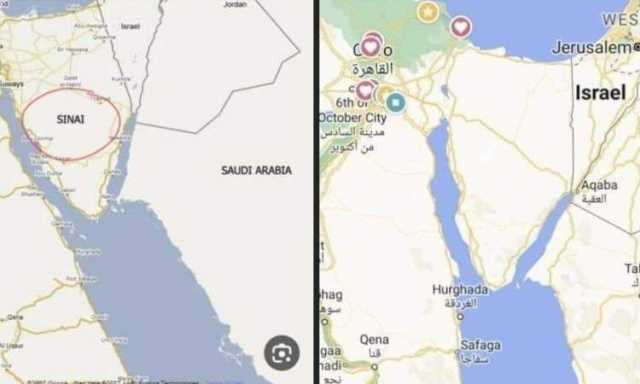 غوغل يحذف سيناء من خريطة مصر.. ما علاقة الاحتلال ؟