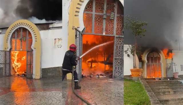 شاهد.. حريق كبير يلتهم سوقاً في طنجة المغربية