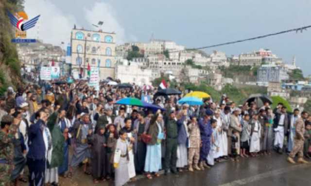 حجة.. مسيرات حاشدة تحت شعار معركتنا مستمرة حتى تنتصر غزة