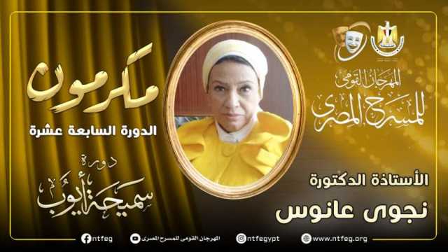 مهرجان المسرح المصري يكرم نجوى عانوس أستاذة النقد