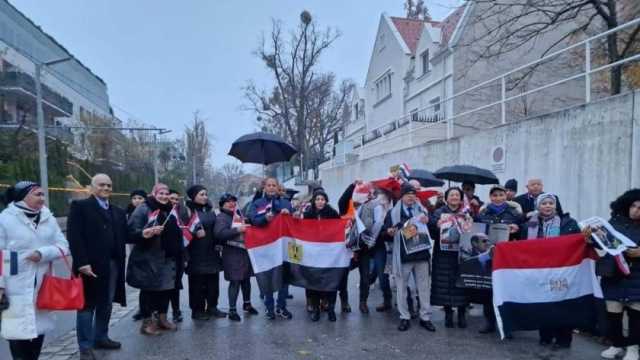 بالأعلام.. أبناء الجالية المصرية بسويسرا يدلون بأصواتهم في الانتخابات