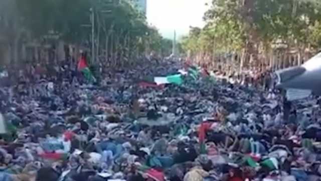 اعتصام ومظاهرات حاشدة في برشلونة تنديدا بالحرب المستمرة على غزة