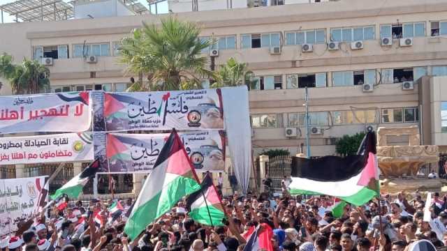 المئات يشاركون في مظاهرات اليوم لدعم فلسطين بالقليوبية.. «إحنا معاكم بالقضية»