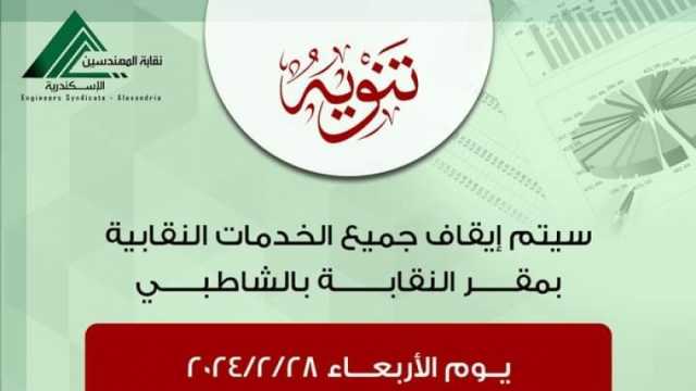 عمومية «مهندسين الإسكندرية» تناقش موازنة العام المالي غدا