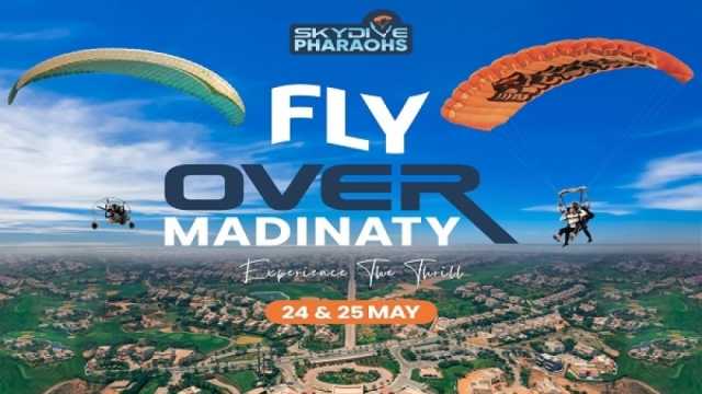 مدينتي تطلق الحدث الرياضي Fly over Madinaty لتشجيع السياحة بالتعاون مع skydive pharaohs ( فيديو )