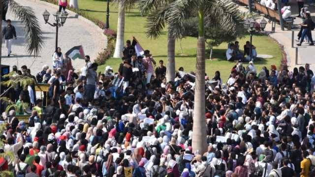 مظاهرات حاشدة في جامعة عين شمس تنديدا بالعدوان الإسرائيلي على غزة