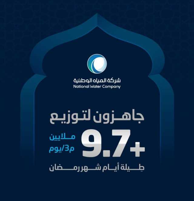 المياه الوطنية تُوزّع أكثر من 9.7 ملايين م3 من المياه يوميًا لجميع مناطق المملكة