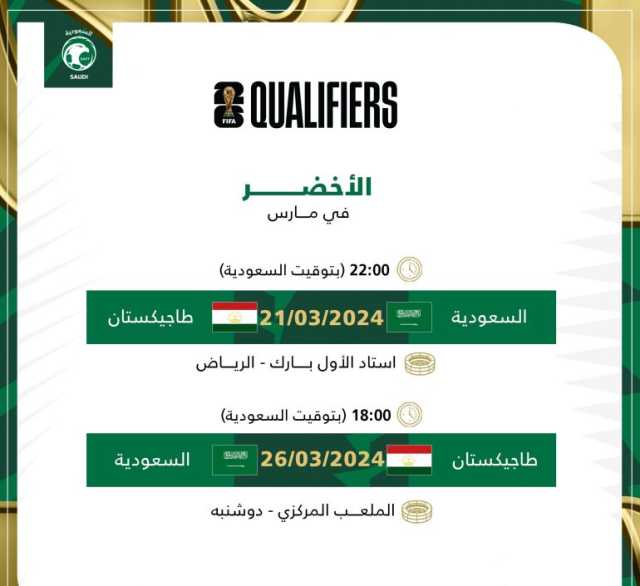28 لاعبًا بقائمة المنتخب السعودي لمواجهتَي طاجيكستان في تصفيات كأس العالم 2026