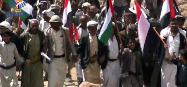 مسيرة حاشدة في مديرية بدبدة بمأرب تضامناً مع الشعب الفلسطيني