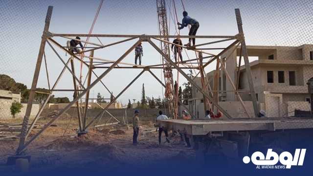 الشركة العامة للكهرباء تنتهي من تركيب أحد أبراج” محطة التكبالي”