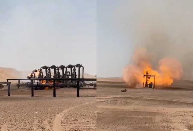تفجير أنبوب وبئر للنفط تابعين لمنشأة صافر النفطية في مأرب (فيديو)