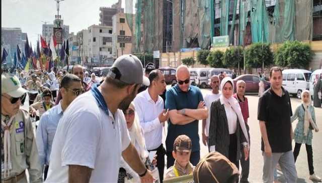 احتفالا بالعيد القومى الـ 156 للمحافظة.. محافظ القليوبية يتقدم مسيرة شبابية