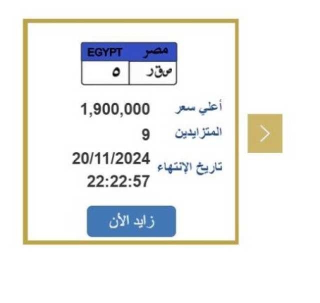 سعرها مليون و900 ألف جنيه.. التزايد على لوحة سيارة مميزة ينتهي اليوم