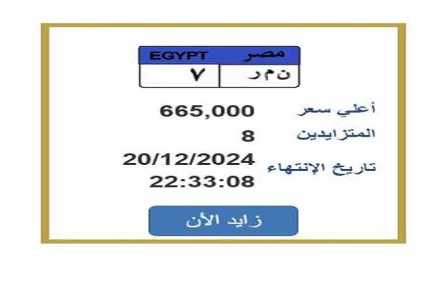 وصلت 655 ألف جنيها حتى الآن.. «المرور» تطرح لوحة سيارة بسعر مميز