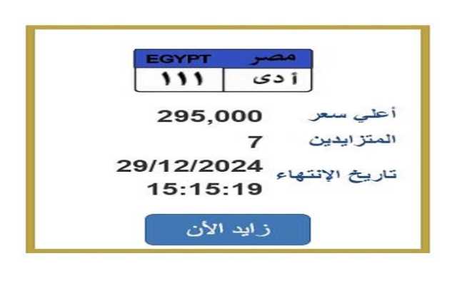 وصل سعرها 295 ألف جنيه.. «المرور» تطرح التزايد على لوحة سيارة مميزة