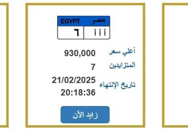 سعرها 930 ألف جنيه.. المرور تطرح لوحة معدنية مميزة يتنافس عليها 7 أشخاص