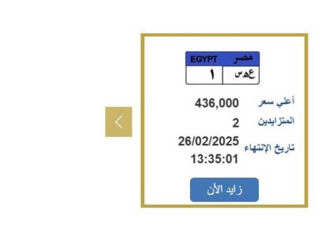 اقترب من النصف مليون جنيه.. التزايد على لوحة سيارة مميزة ينتهي اليوم