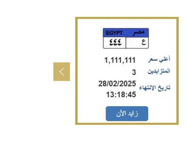 سعرها تخطى الـ «مليون جنيه».. التزايد على لوحة سيارة مميزة ينتهي غدًا