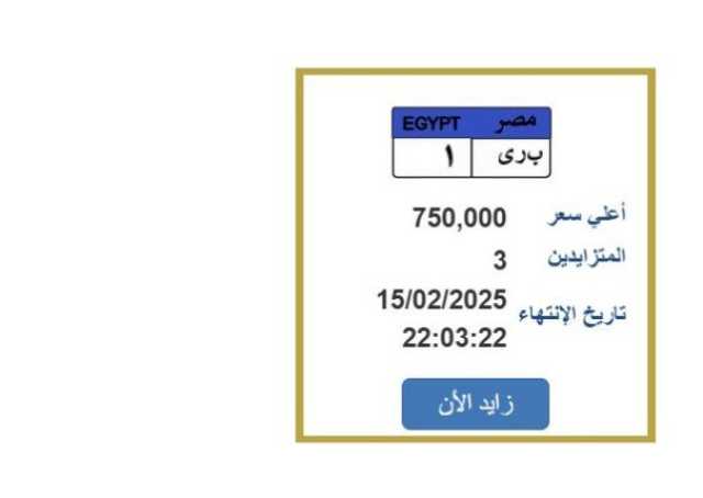 سعرها 750 ألف جنيه.. «المرور» تطرح التزايد على لوحة سيارة مميزة