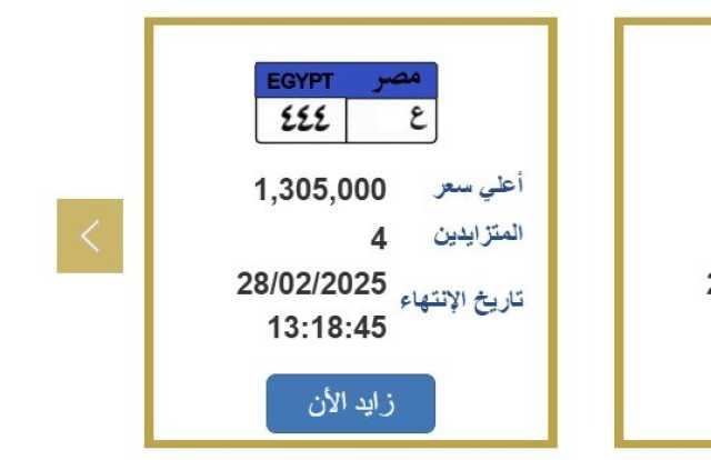 بـ مليون و350 ألف جنيه.. المرور تطرح لوحة معدنية مميزة يتنافس عليها 4 أشخاص