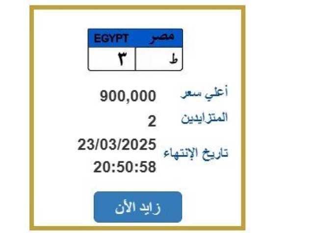 وصل سعرها لـ900 ألف جنيه.. المرور تطرح لوحة معدنية مميزة