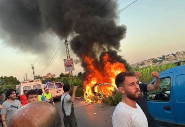 ‏مقتل شخص بغارة لطيران الاحتلال المسير استهدفت سيارة جنوبي لبنان