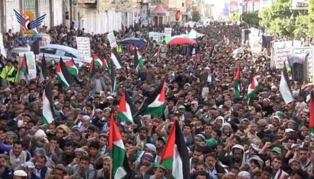عمران.. مسيرة حاشدة تضامناً مع الشعب الفلسطيني وتأييداً لعملية طوفان الأقصى
