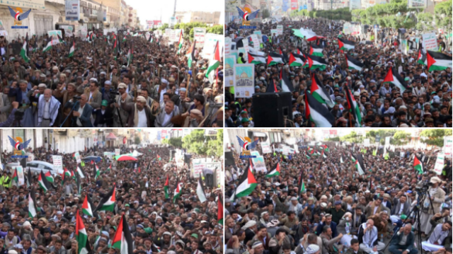 محافظة عمران في مسيرات تضامنية مع الشعب الفلسطيني وتأييداً لعملية طوفان الاقصى