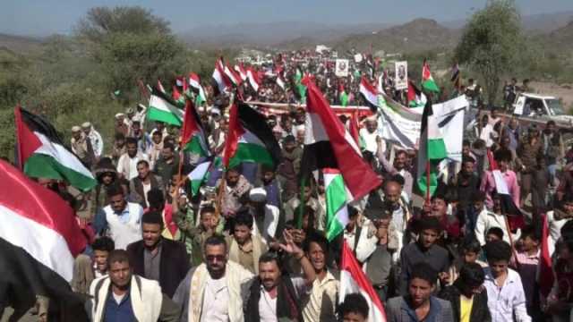 مسيرة حاشدة في قعطبة بالضالع تأييدا لطوفان الأقصى وتنديدا بجرائم العدو الصهيوني