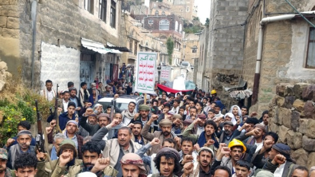 مسيرات جماهيرية حاشدة بالمحويت دعماً لصمود الشعب الفلسطيني وتأييداً لقرارات القيادة