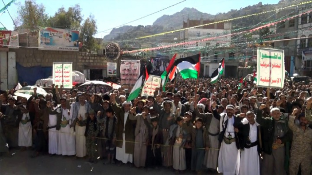 مسيرات جماهيرية حاشدة في عدد من مديريات صعدة تضامناً مع فلسطين ومقاومته الباسلة