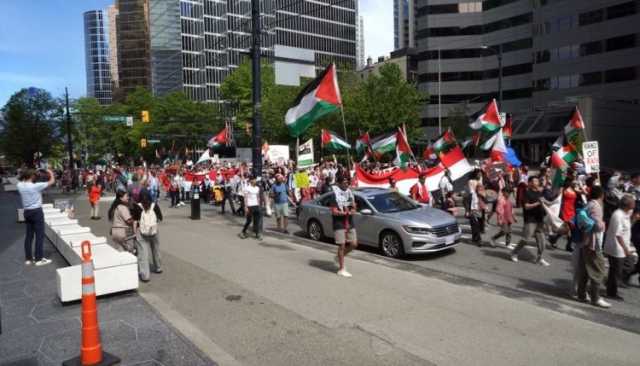 مسيرة حاشدة في فانكوفر الكندية تضامناً مع فلسطين واليمن