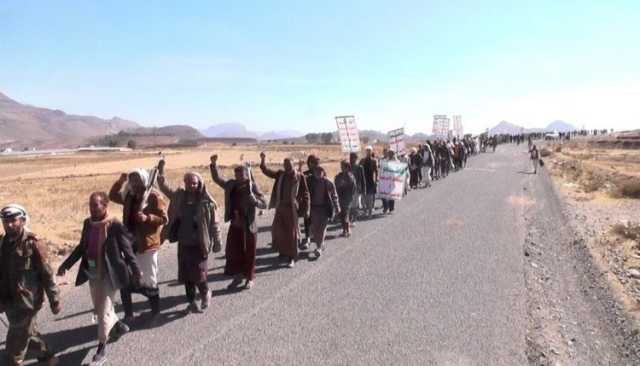 مسيران في يريم والمشنة بمحافظة إب دعماً لغزة وتأكيداً للجهوزية