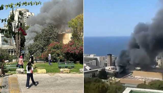اندلاع حريق ضخم بالجامعة الأمريكية‬⁩ في بيروت