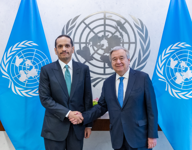 رئيس مجلس الوزراء وزير الخارجية يجتمع مع الأمين العام للأمم المتحدة