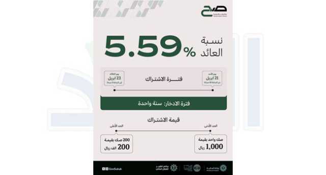 5.59 % نسبة العائد.. إصدار صكوك «صح» لشهر أبريل