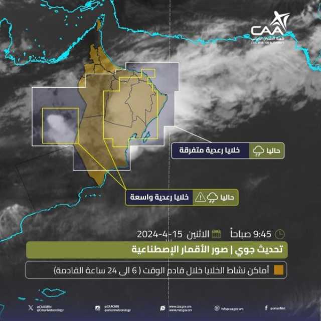 رصد خلايا رعدية وأمطار غزيرة وتساقط حبات البرد على 5 محافظات